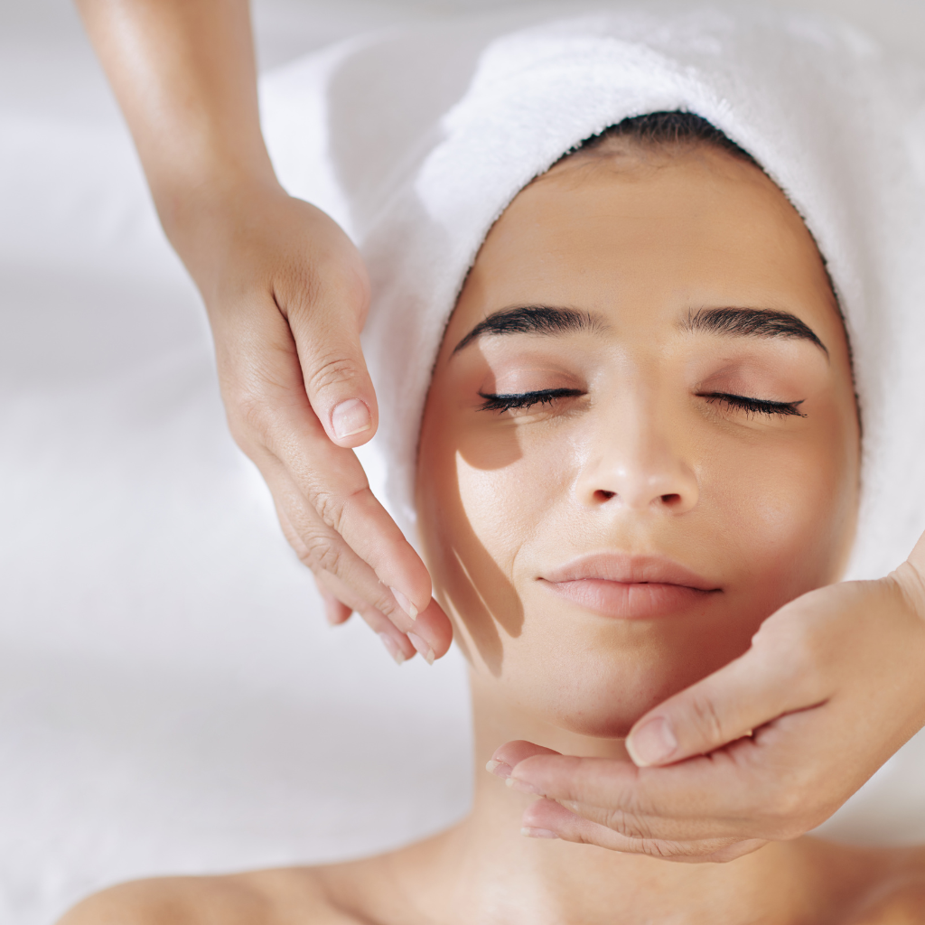 Relaxing facial treatment at a spa