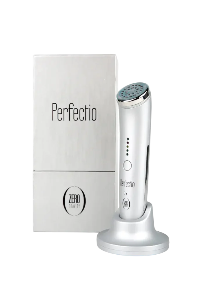Perfectio skincare device by Zero Gravity, elegantly packaged for at-home beauty treatments.